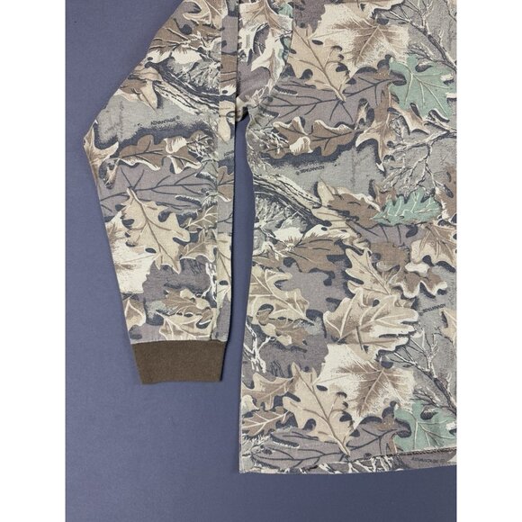 Rare Vintage 90s Y2K Realtree Camo Long Sleeve Shirt Army Nature Tree Pocket T - Picture 7 of 11